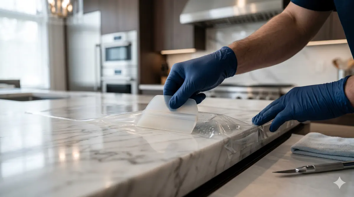 Premium surface protected with transparent film